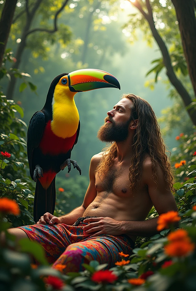 Man giving birth to toucan