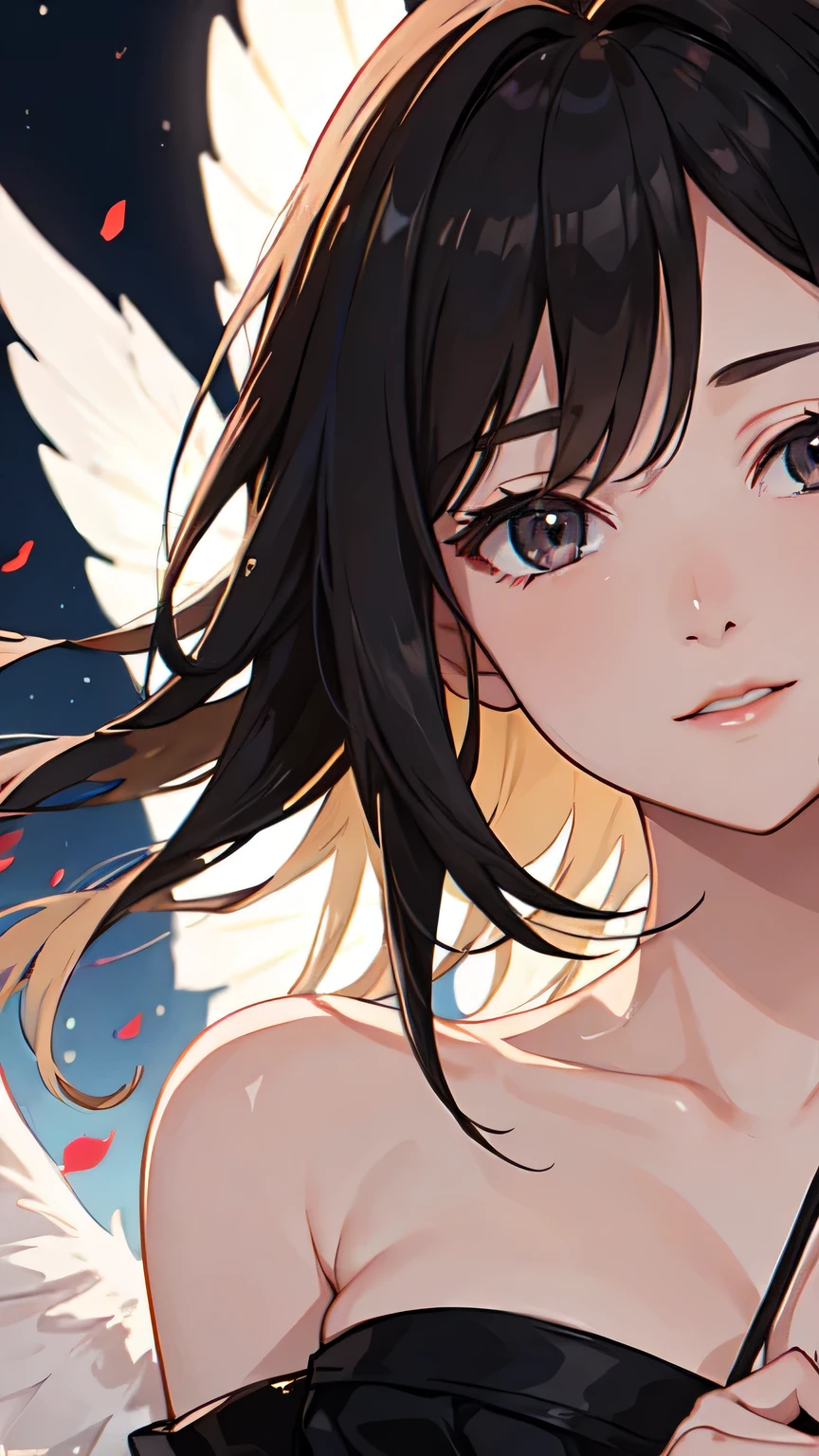 ((best quality)), ((masterpiece)), (detailed), One beautiful girl,night,Even if the wind blows strong ,The flame of the heart will not be extinguished, With the light of hope in our hearts, Let's spread our wings towards the future,Close up of face