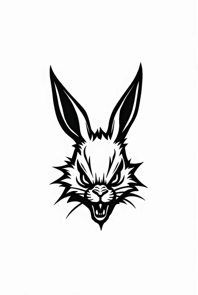 a tattoo logo, a gangster rabbit doing a "G-shape", minimalist and "one line" theme, angry mode, dark colored, best picture quality, ultra resolution