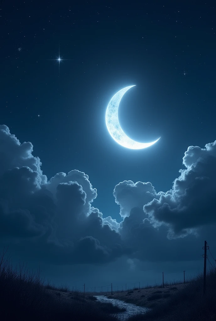 a night moon in the shape of a broken heart