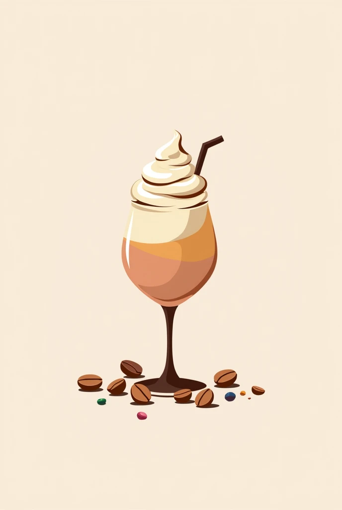 Minimalist Palette Logo, cocktail, Milkshake and colorful coffee beans PNG