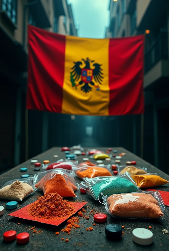 Franco flag with drugs