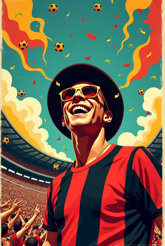 - Create an artwork with a retro design, using colors and iconic elements of Flamengo from the 80s.