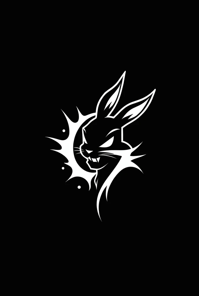 a tattoo logo, a gangster rabbit, doing a "G-shape" and a "R-shape", minimalist and "one line" theme, angry mode, dark colored, best picture quality, ultra resolution