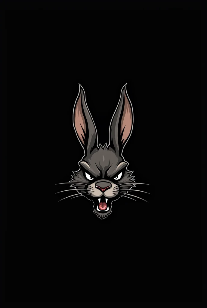 a tattoo logo, a gangster rabbit, doing a "G-shape" and a "R-shape", minimalist and "one line" theme, angry mode,  dark colored, best picture quality, ultra resolution