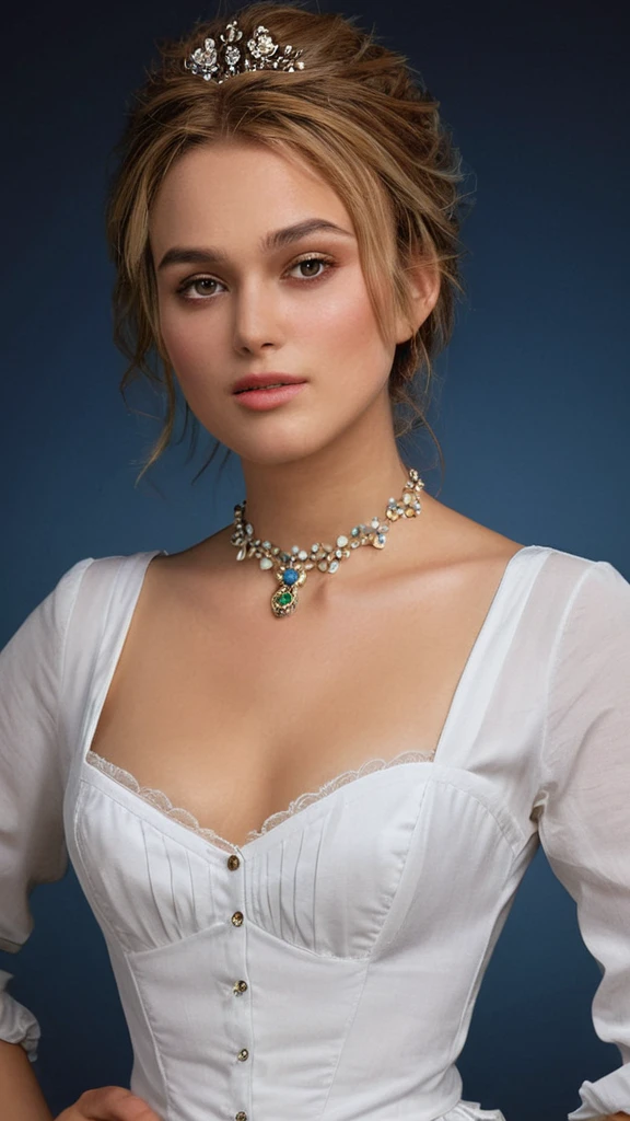 ultra detailed beautiful picture of (ohwx woman) dressed as a vicotrian era woman, white thin bra and long hair, cleavage, flat breasts, by artgerm and wlop, hyperdetailed photorealism face, victorian era background, octane render, unreal engine 5, highly rendered, extreme detail, intricate, masterpiece, smooth, sharp focus, illustration, beeple, cinematic lighting, regency era, royal, slim body, 40kg
