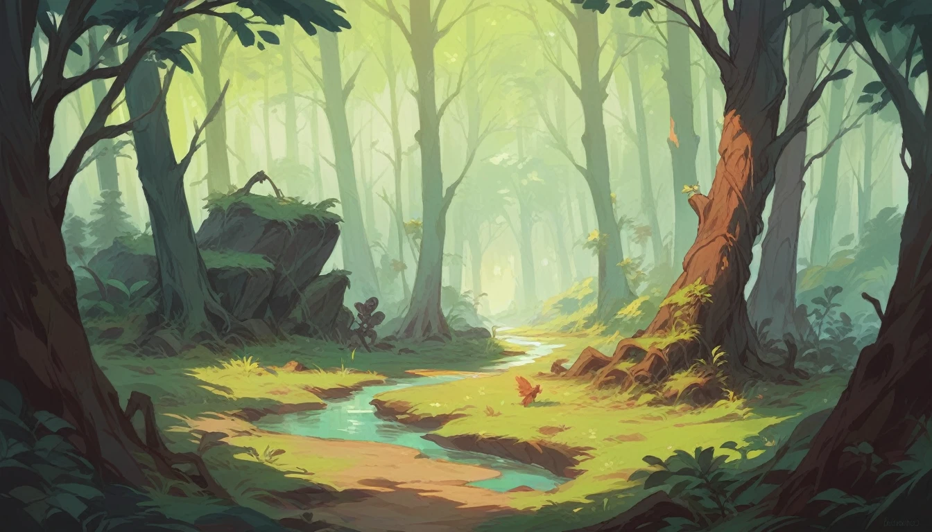 A dark pine forest