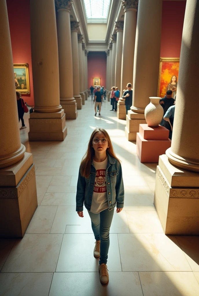 Teenager touring a museum 