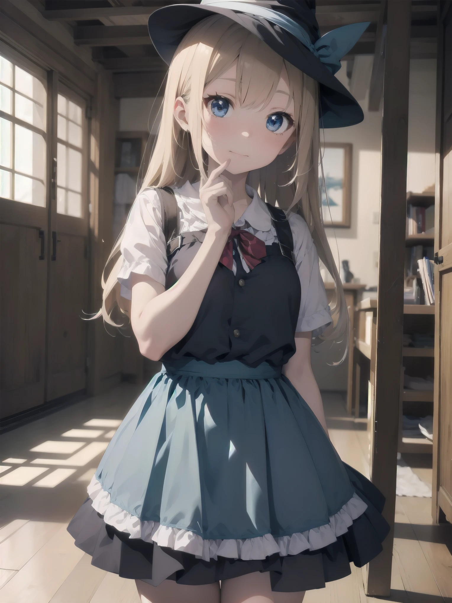 🎶, (🧙♀️), ✡, ✨(black hat), , Alice in Wonderland, Alone, very beautiful, cute, adorable, embarrassed, alone, blue eyes, white skin、look at viewer、looking up,kawaiitech, pastel colors, kawaii, cute colors,Alice in Wonderland, alone, very beautiful, cute, adorable, embarrassed, alone, blue eyes, white skin,skirtlift