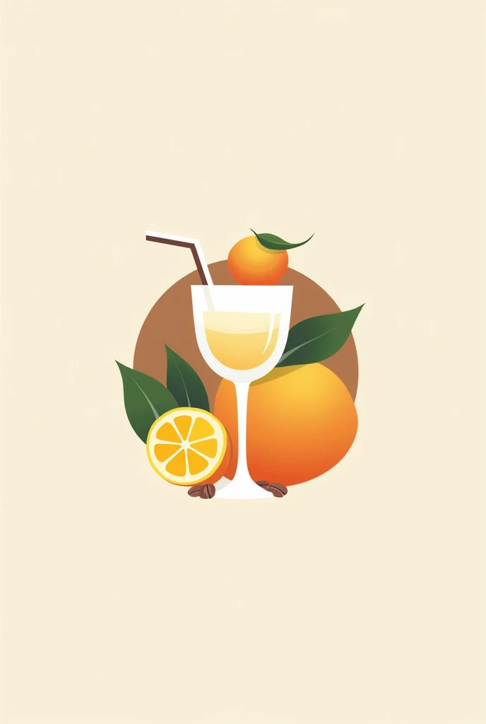 Minimalist citrus cocktail logo, Milkshake and colorful coffee beans PNG