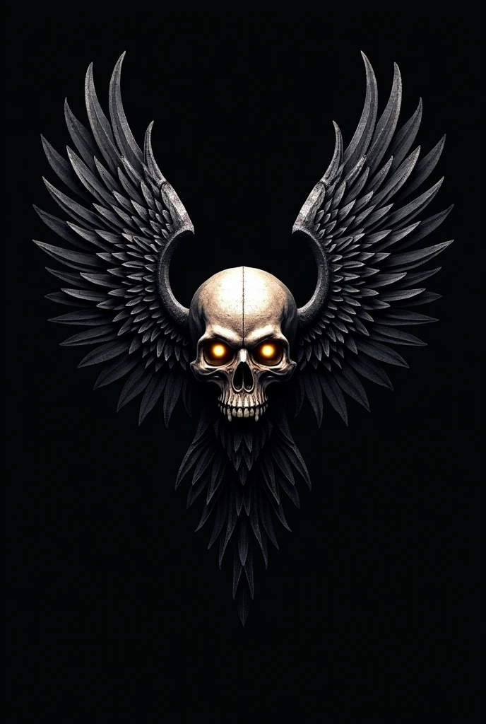Logo with black wings skull with 6 eyes