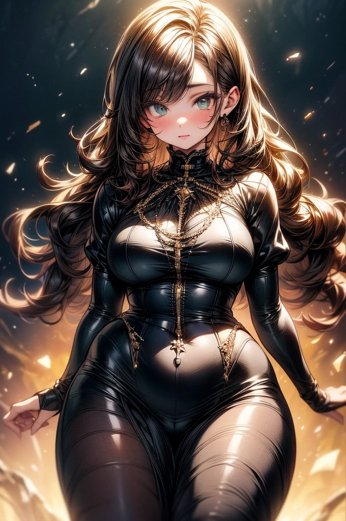 highest quality, ultra high resolution, super detailed, gorgeous, masterpiece, best quality, high resolution finely detailed, extremely beautiful, distinct image, ((best quality)) ((best quality)), ((masterpiece)), (detailed), 4k image, anime style, beautiful young girl, age girl, fair white skin, oval shaped face, seductive facial features, astonishing sex appeal, curly hazel-brown hair, slim, curvy body, green eyes, full lips, medium height, large breasts,