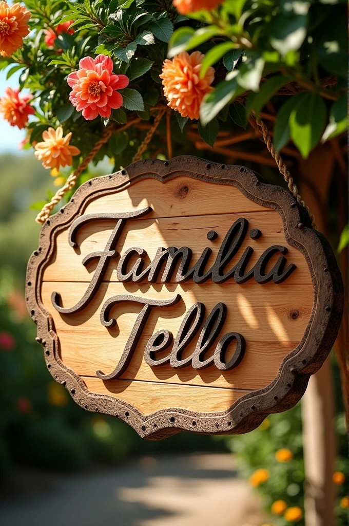 Sign with the name Familia Tello in cursive 