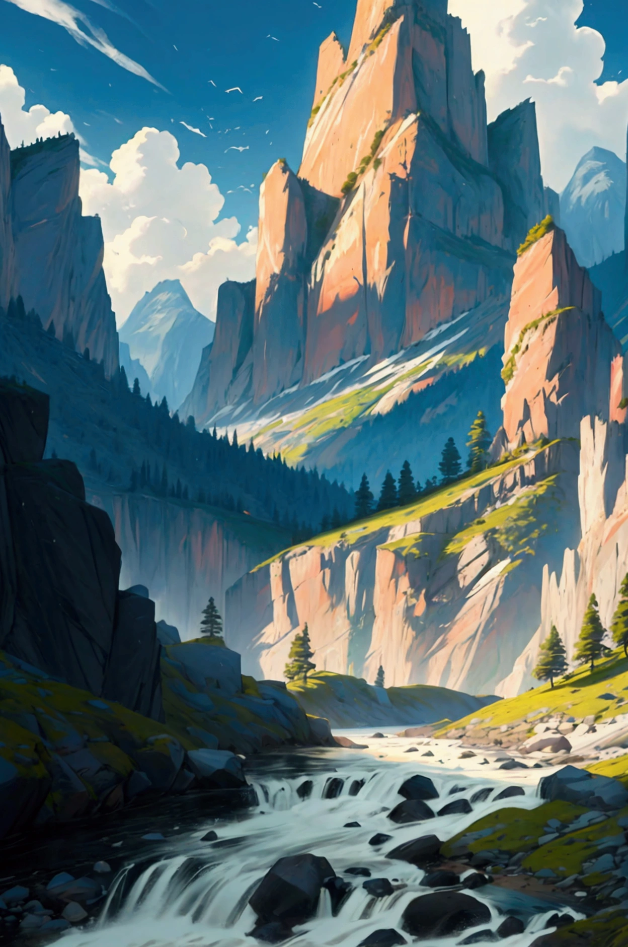 paisaje, fancy, mountainscape, rivers, peaceful place
