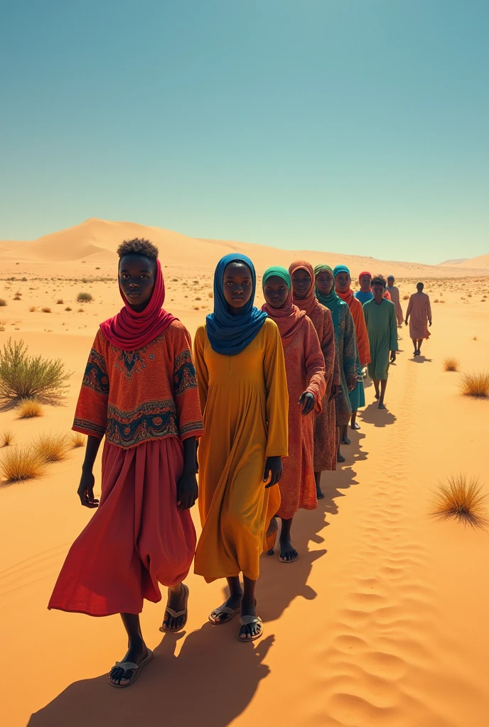 Somali youth immigranting in desert