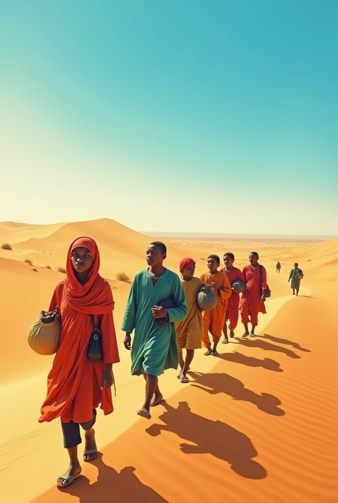 Somali youth immigranting in desert 