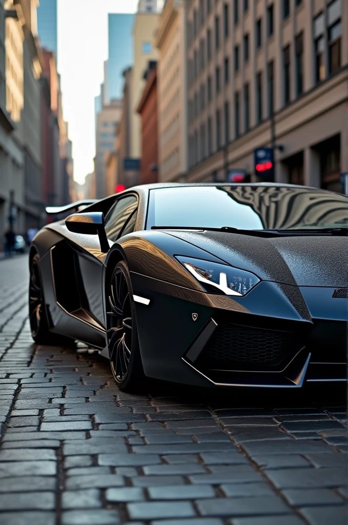 Black Lamborghini with white rims full full picture 