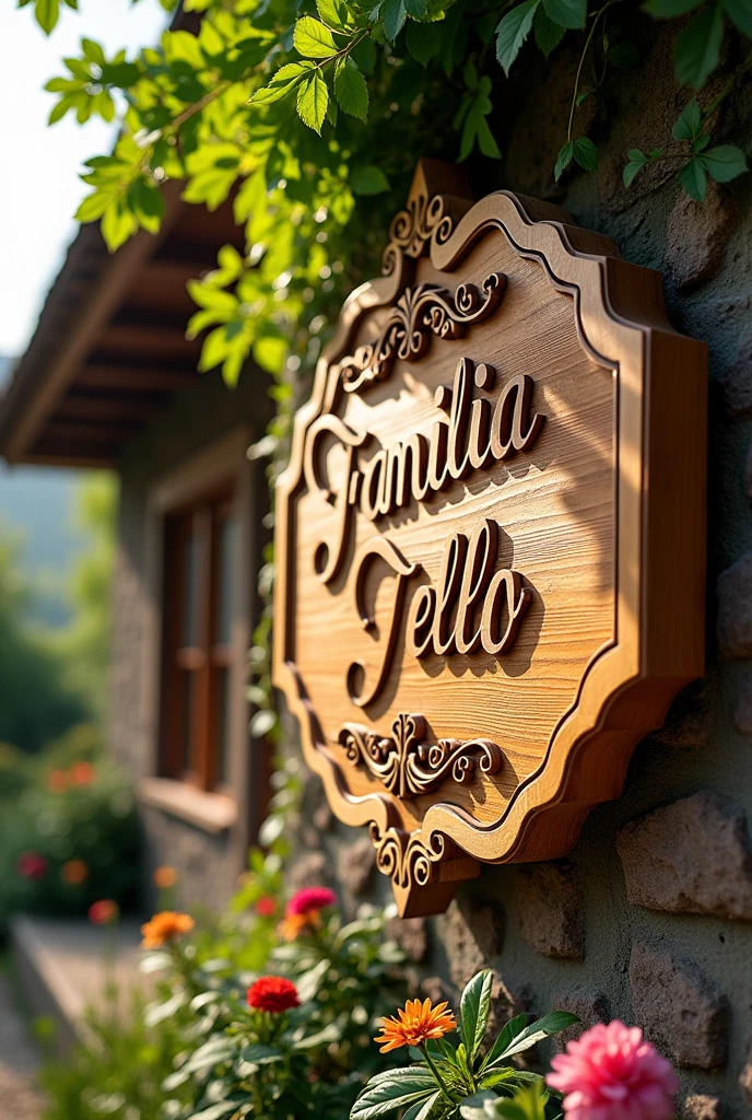 Sign with the name Familia Tello in cursive 