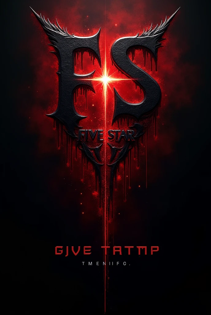 Create a guild logo with initials FS with text about Five Star in a dark and bloody color scheme, and a code name José TATTO with futuristic, bright lettering and an image relevant to the text.