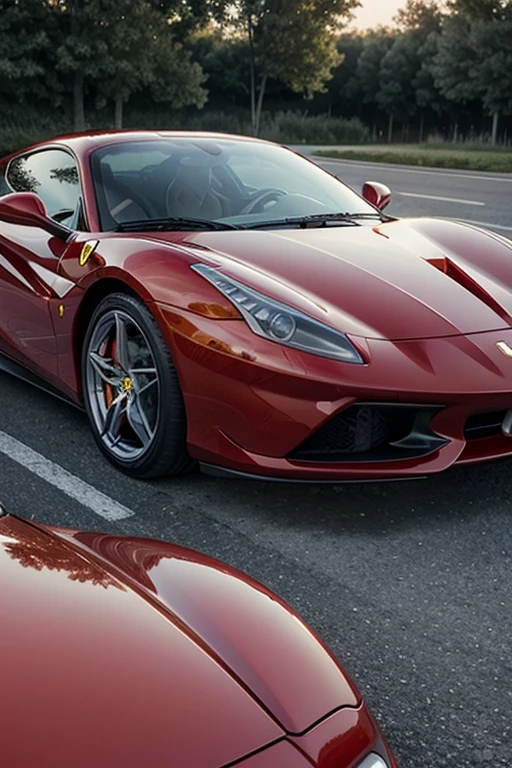 red ferrari with water drops