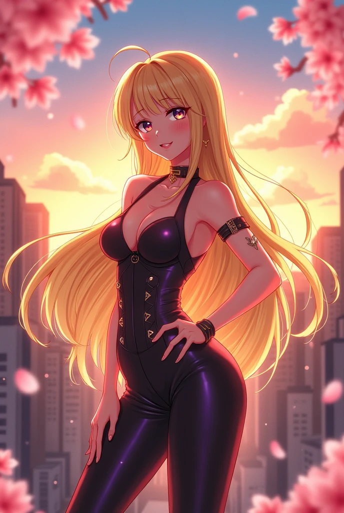 Blonde anime girl with her breasts out