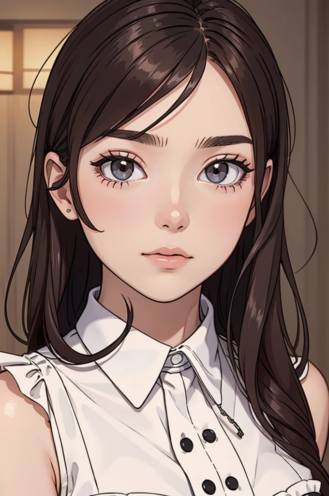 (((masterpiece, best quality, ultra highres, 1 girl, solo, no background))), super detailed skin and face and eyes and finger, beautiful japanese woman, small breasts:1.5, skinny, light brown hair, very short pixie hair, cowboy shot, The background should be simple, outline, anime, 2d, boyish, expressionless, cartoon, dress,