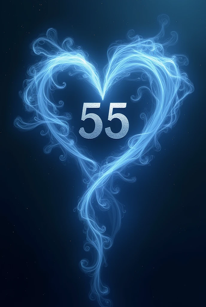 A smoke-style heart
With the number 55 in the middle with the name
Evandro and Bibia
Blue heart