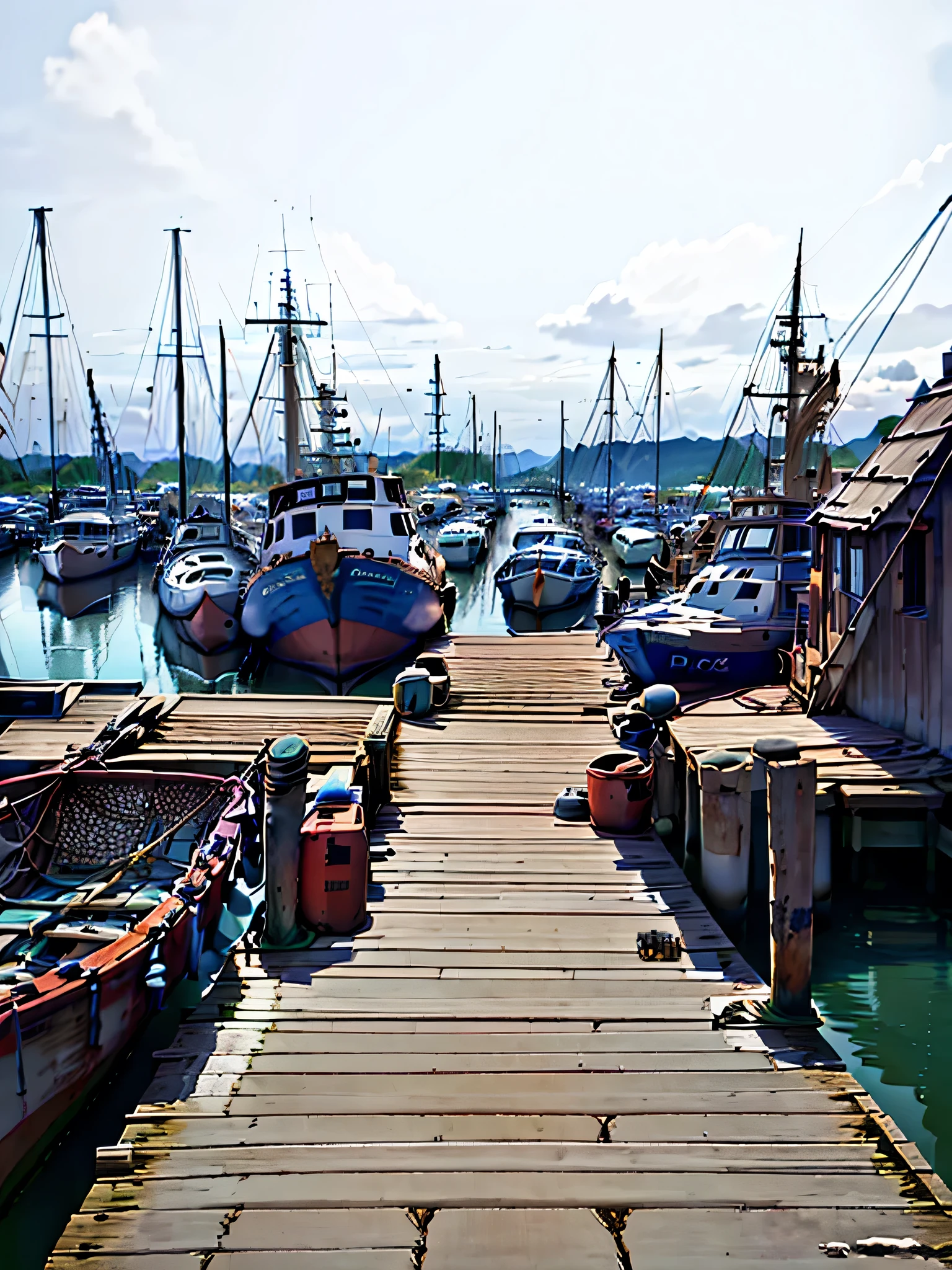 there are many boats docked at the dock in the harbor, nets and boats, harbour, harbour in background, docks, fishing boats, harbor, captured with sony a3 camera, fishing town, city docks, boats, docked at harbor, small dock, fishing village, shipping docks, port, some boats, by Tom Wänerstrand, looking partly to the left