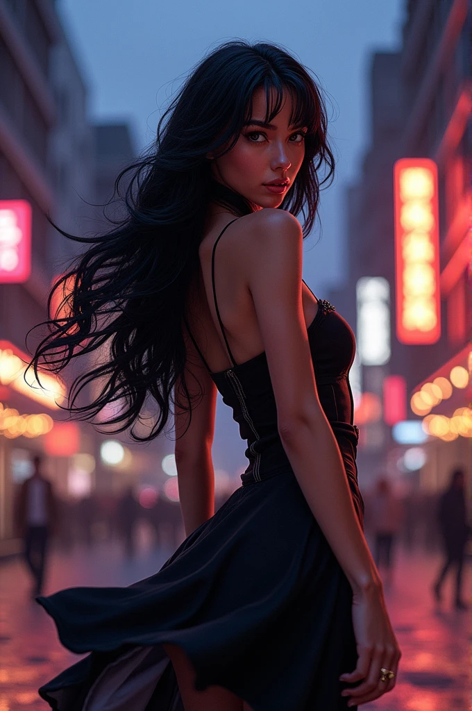 Black long hair, cute, sexy body
