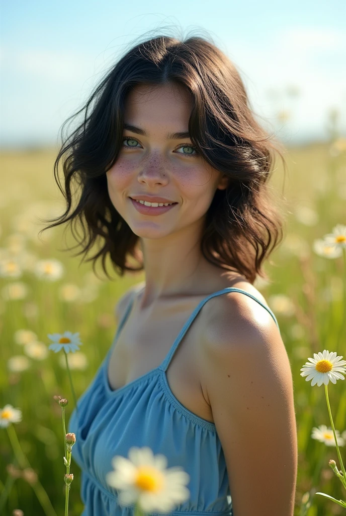 hyper photorealistic, cute fairy woman, under the big flowers and mushrooms, (18 years), (detailed face and eyes), full body portrait, (extremely sexy), Masterpiece, pleasure, nudist, expression enjoyment, adult body, skyscape with clouds, macro lens, tilt-shift effects, cinematic lighting, short hair, little smile, fine facial traits, Slim physique, (depth of field), ultra detailed, amazing shadows, sunset, spot lighting, poorly lit, fireflies, blured background