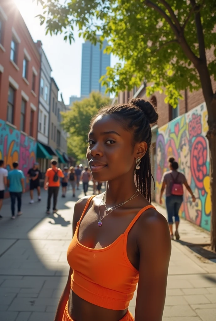 With brown skin、A gender-neutral youth with emphasized fingernails.