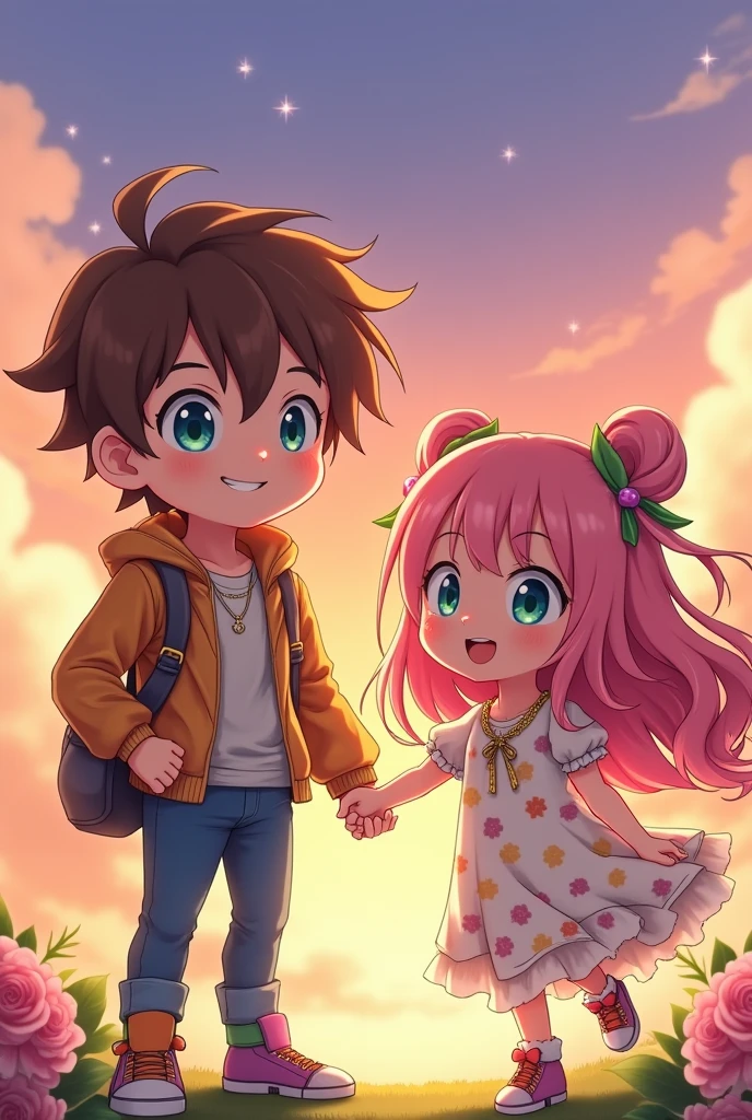 An anime cute boy and a girl in one wallpaper