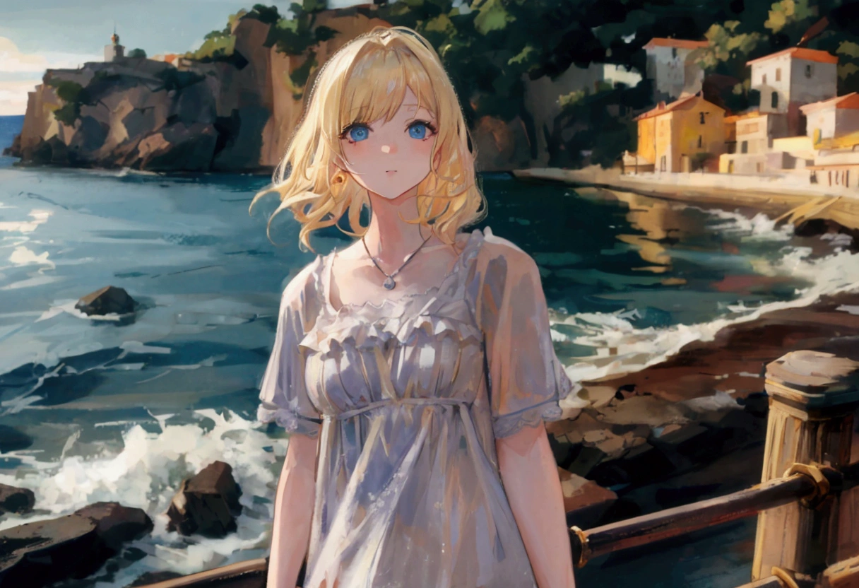 Blonde woman sea