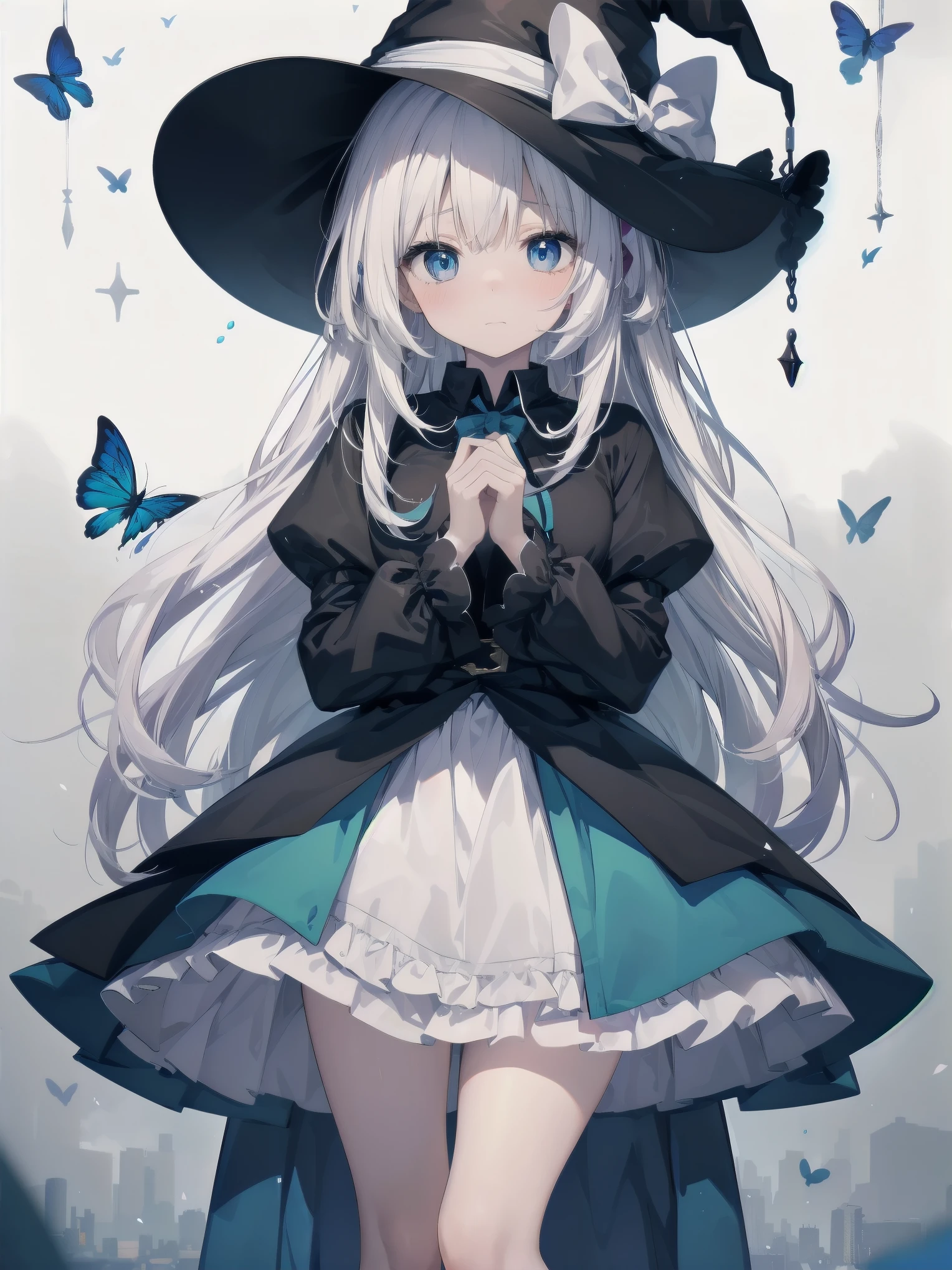 🎶, (🧙♀️), ✡, ✨(black hat), , Alice in Wonderland, Alone, very beautiful, cute, adorable, embarrassed, alone, blue eyes, white skin、look at viewer、looking up,kawaiitech, pastel colors, kawaii, cute colors,Alice in Wonderland, alone, very beautiful, cute, adorable, embarrassed, alone, blue eyes, white skin,skirtlift