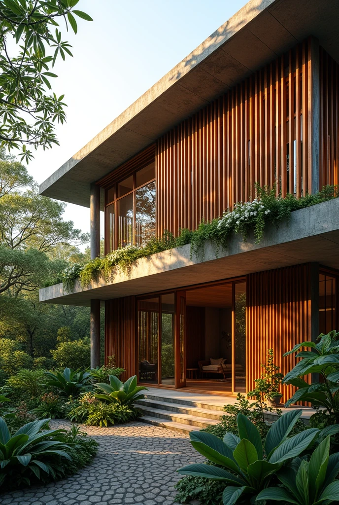 CREATE AN IMAGE OF THE DONG THU HOUSE LOCATED IN VIETNAM BY THE ARCHITECTS HIEN ARCHITECS