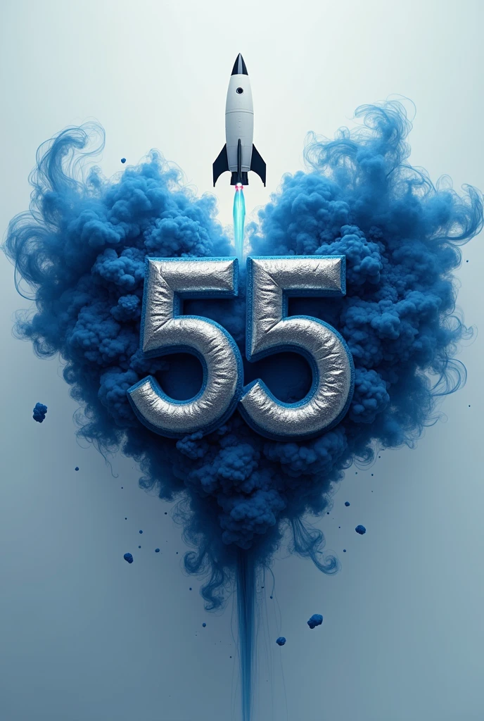 A smoke-style heart
With the number 55 in the middle
Blue heart with the name Evandro Bibia and a rocket on the side  