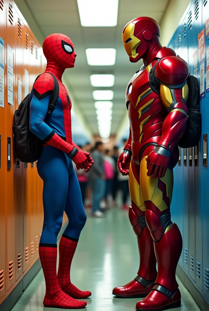 Spiderman and Iron Man at school