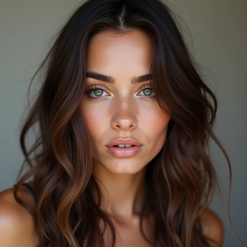 Femme brune cheveux bruns et long ,peau claire