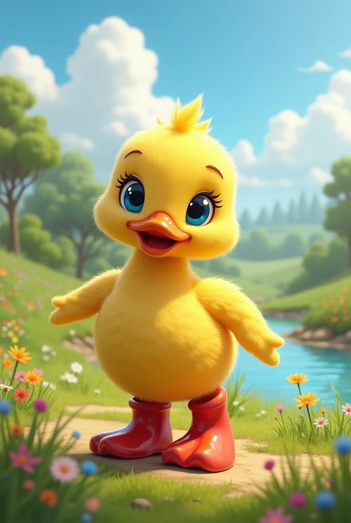 duck with blue eyes and boots