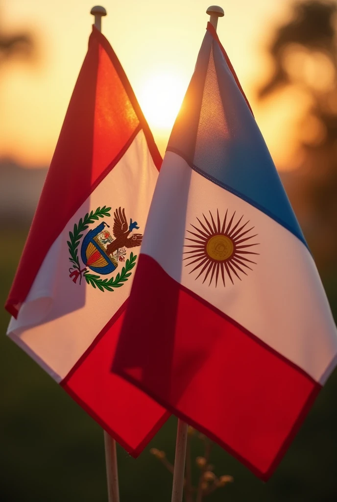 Make a picture of the flags of Peru , Chile ,United Argentina