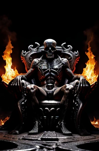Danligur, the Fire Skeleton King, Eva, emerging, fallen alien temples, 4th dimension, hyper realistic