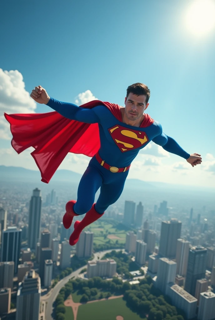 Cody rhodes flying with superman clothes on