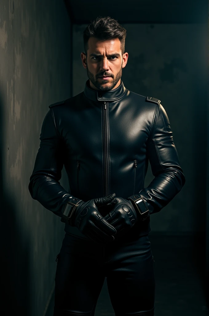 KAMERON BELOCH was a man he was wearing black motorcycle dress all black gloves dark room movie 3d