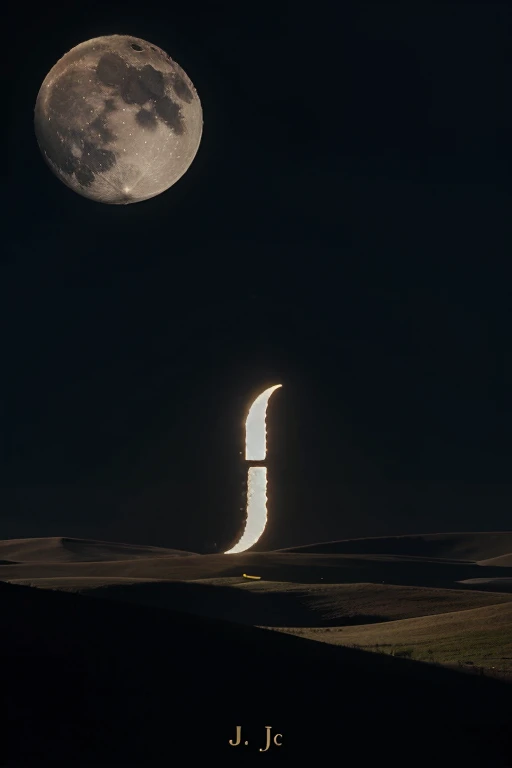 landscape only the moon with the letter j