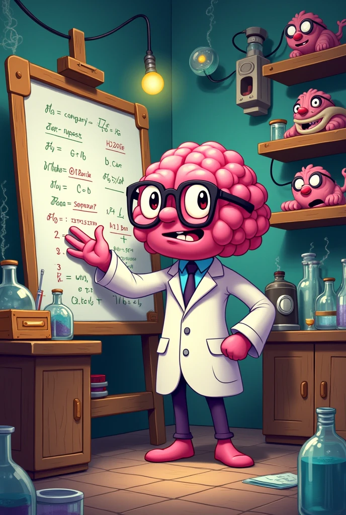 Draw an animated cartoon of the character "The Brain"