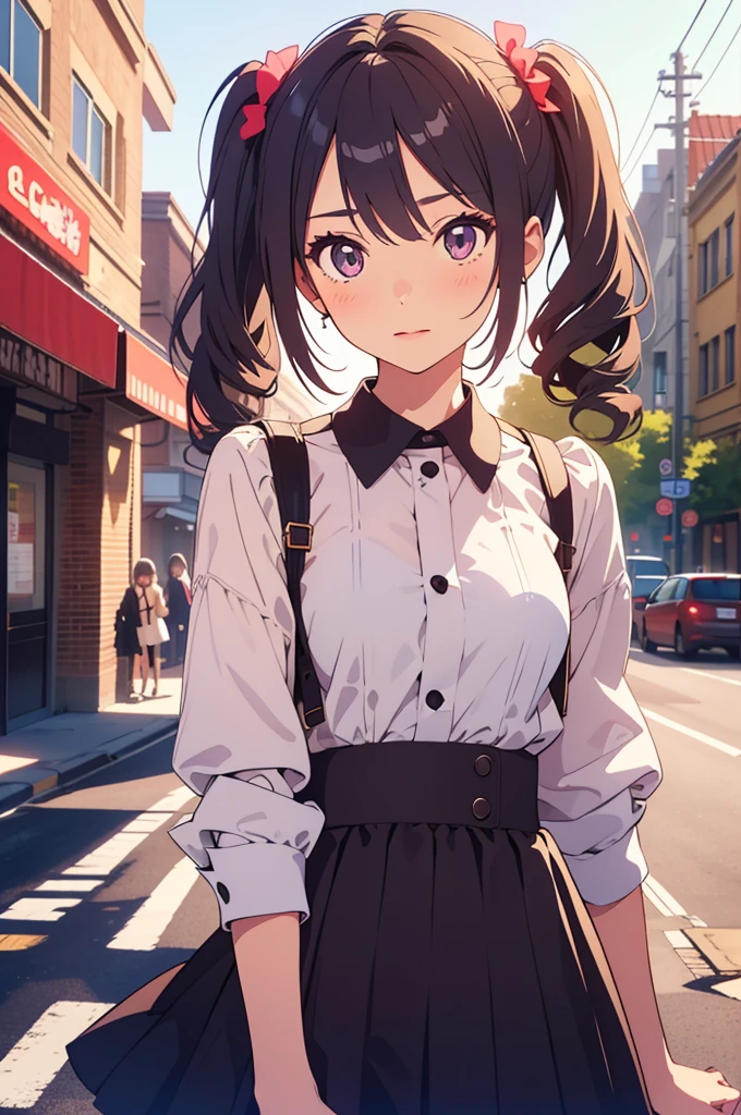 (best quality:1.2), (highest quality:1.2), (perfection:1.1), (flawless:1.1), urban street, 1girl, (li1.2), short height, fashionable outfit, modern clothes, twin tails hair, small breasts, (best quality eyes:1.1), highly detailed, 8k, best quality resolution, (most beautiful upscale:1.1)