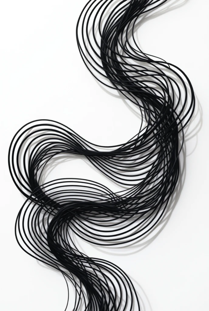 Black and white shadows curved lines that intertwine with optical illusions