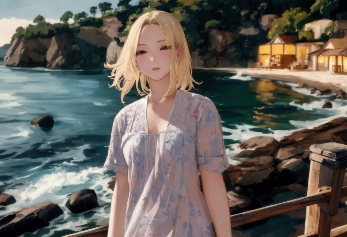 Blonde woman sea