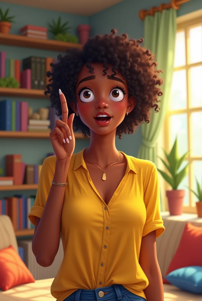 A person with their index finger pointing up