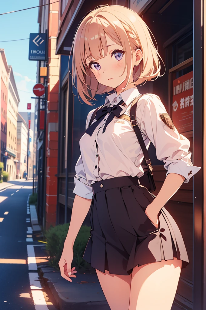 (best quality:1.2), (highest quality:1.2), (perfection:1.1), (flawless:1.1), urban street, 1girl, (li1.2), short height, trendy outfit, beautiful clothes, shirt hair, small breasts, (best quality eyes:1.1), highly detailed, 8k, best quality resolution, (most beautiful upscale:1.1)